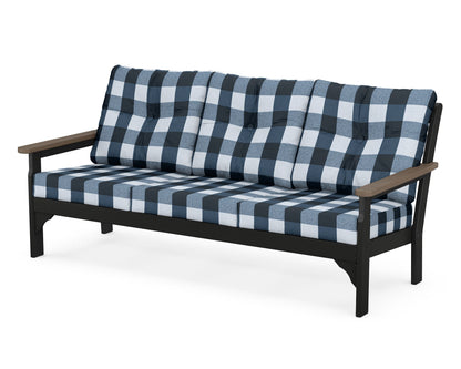 POLYWOOD® Vineyard Deep Seating Sofa in Black / Kona / Buffalo Plaid Marine Indigo