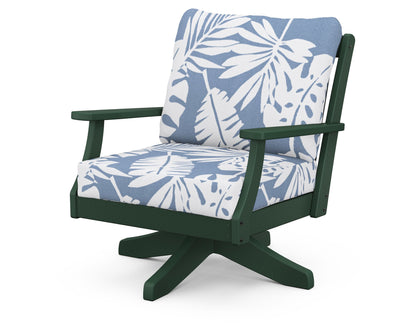 POLYWOOD® Braxton Deep Seating Swivel Chair in Green / Leaf Sky Blue