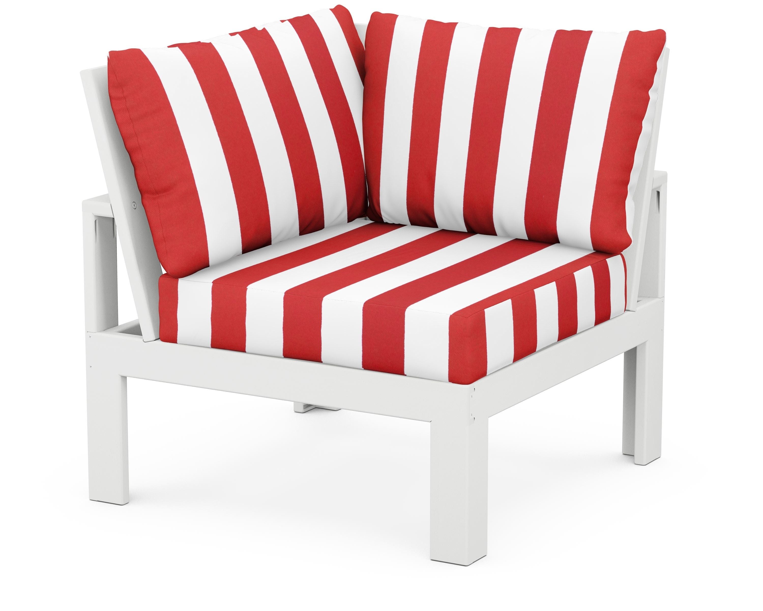 Unbranded Modular Corner Chair in White / Cabana Stripe Crimson