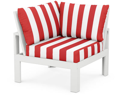Unbranded Modular Corner Chair in White / Cabana Stripe Crimson