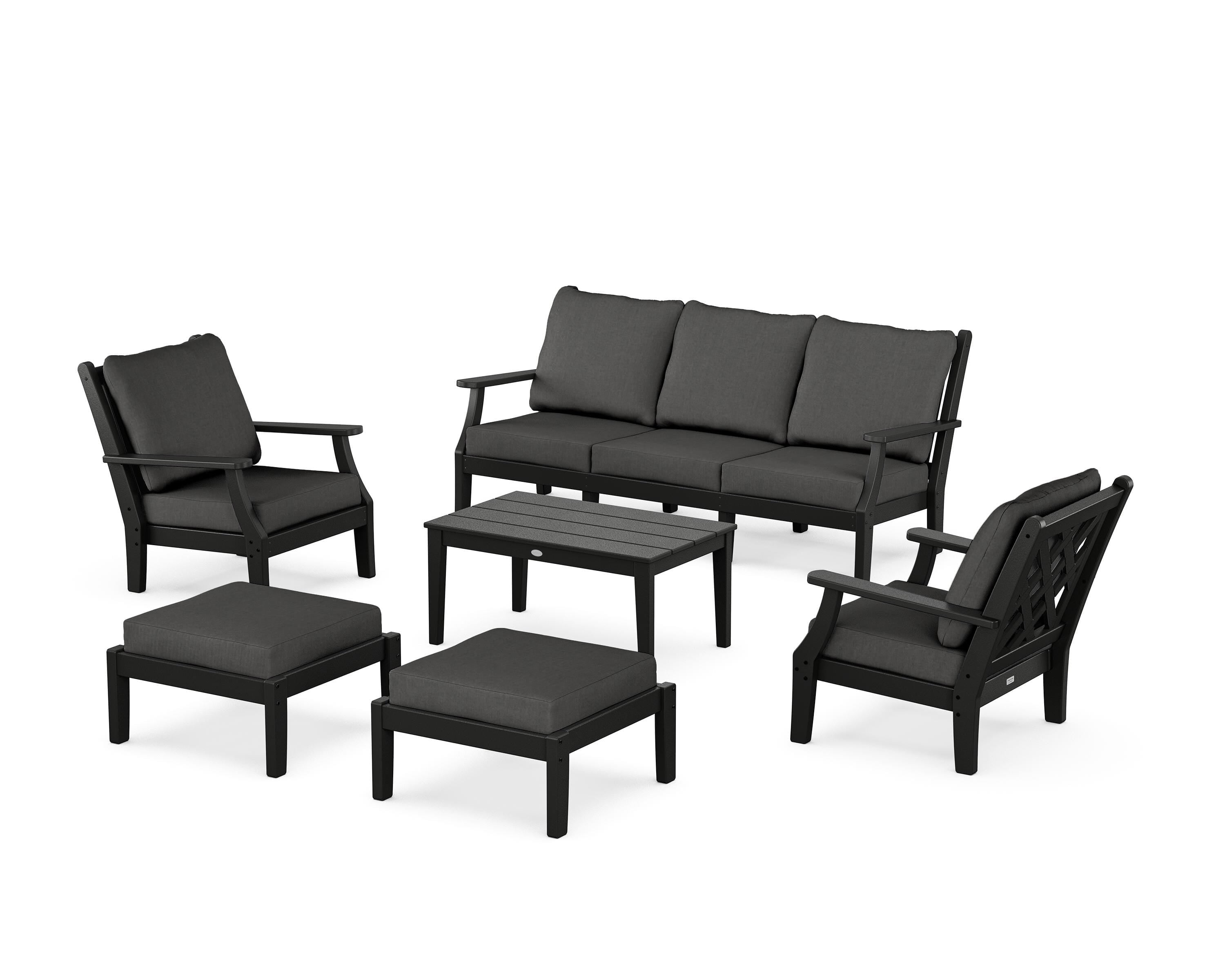 Country Living Wovendale 6-Piece Lounge Sofa Set in Black / Spectrum Carbon