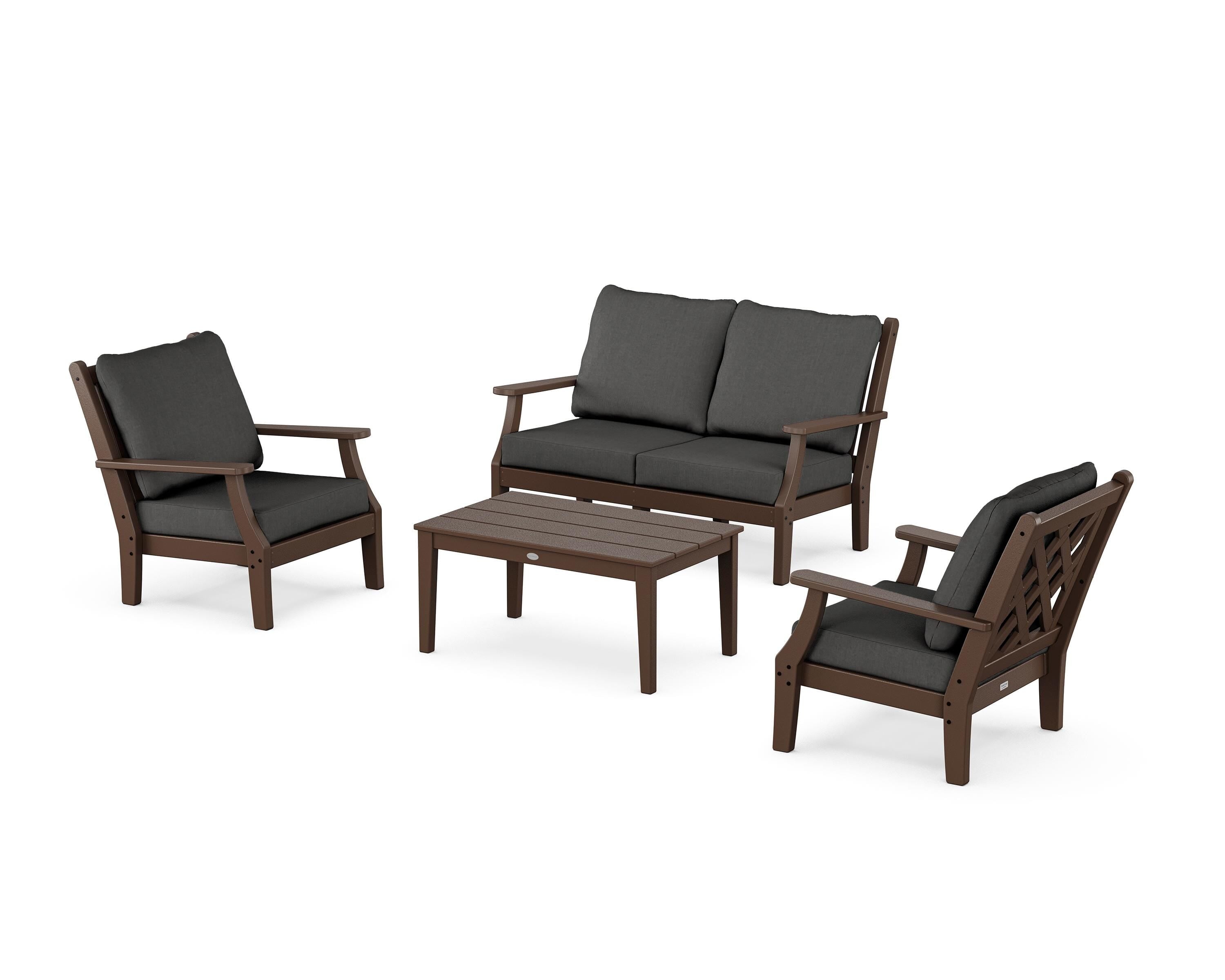 Country Living Wovendale 4-Piece Deep Seating Set with Loveseat in Mahogany / Spectrum Carbon