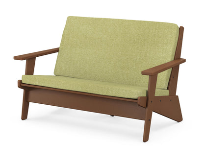 POLYWOOD® Riviera Modern Lounge Loveseat in Teak / Chartreuse Boucle