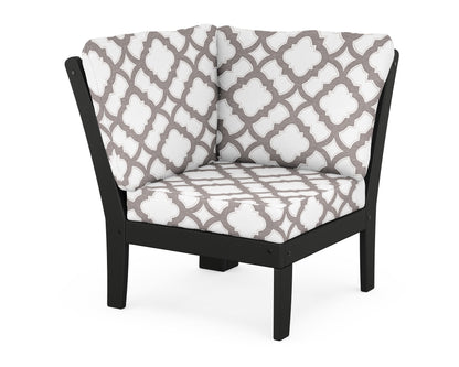 POLYWOOD® Braxton Modular Corner Chair in Black / Trellis Grey Mist