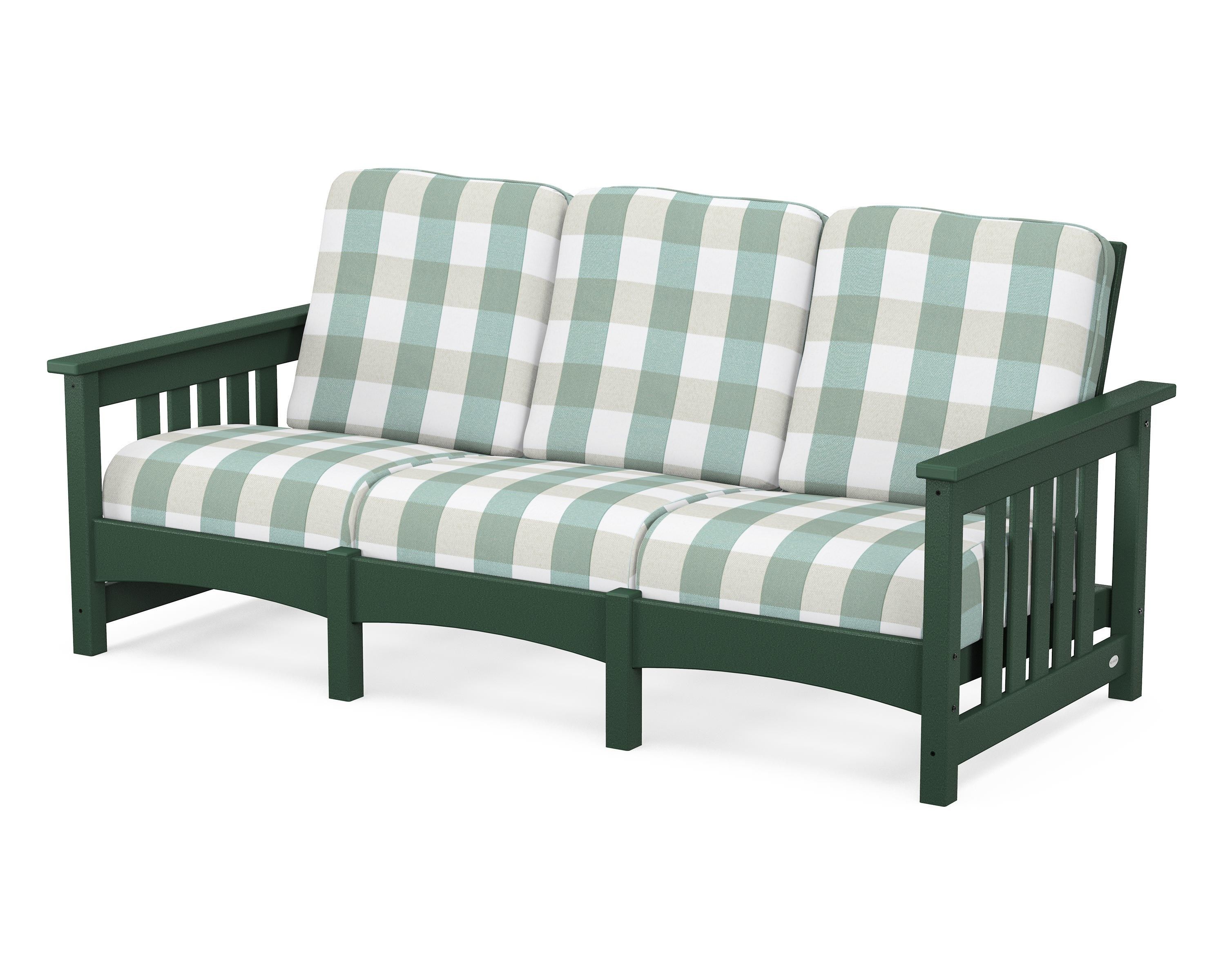 POLYWOOD® Club Mission Sofa in Green / Buffalo Plaid Glacier Spa