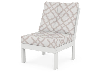 POLYWOOD® Vineyard Modular Armless Chair in White / Trellis Dune Burlap
