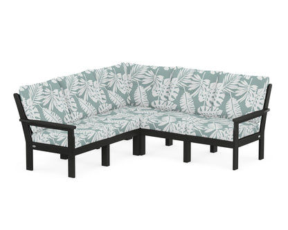 POLYWOOD® Vineyard 5-Piece Sectional in Black / Leaf Glacier Spa