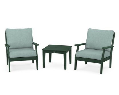 POLYWOOD® Braxton 3-Piece Deep Seating Set in Green / Glacier Spa