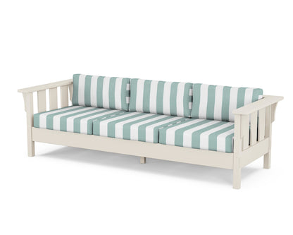 Martha Stewart by POLYWOOD® Acadia Deep Seating Sofa in Sand / Cabana Stripe Glacier Spa