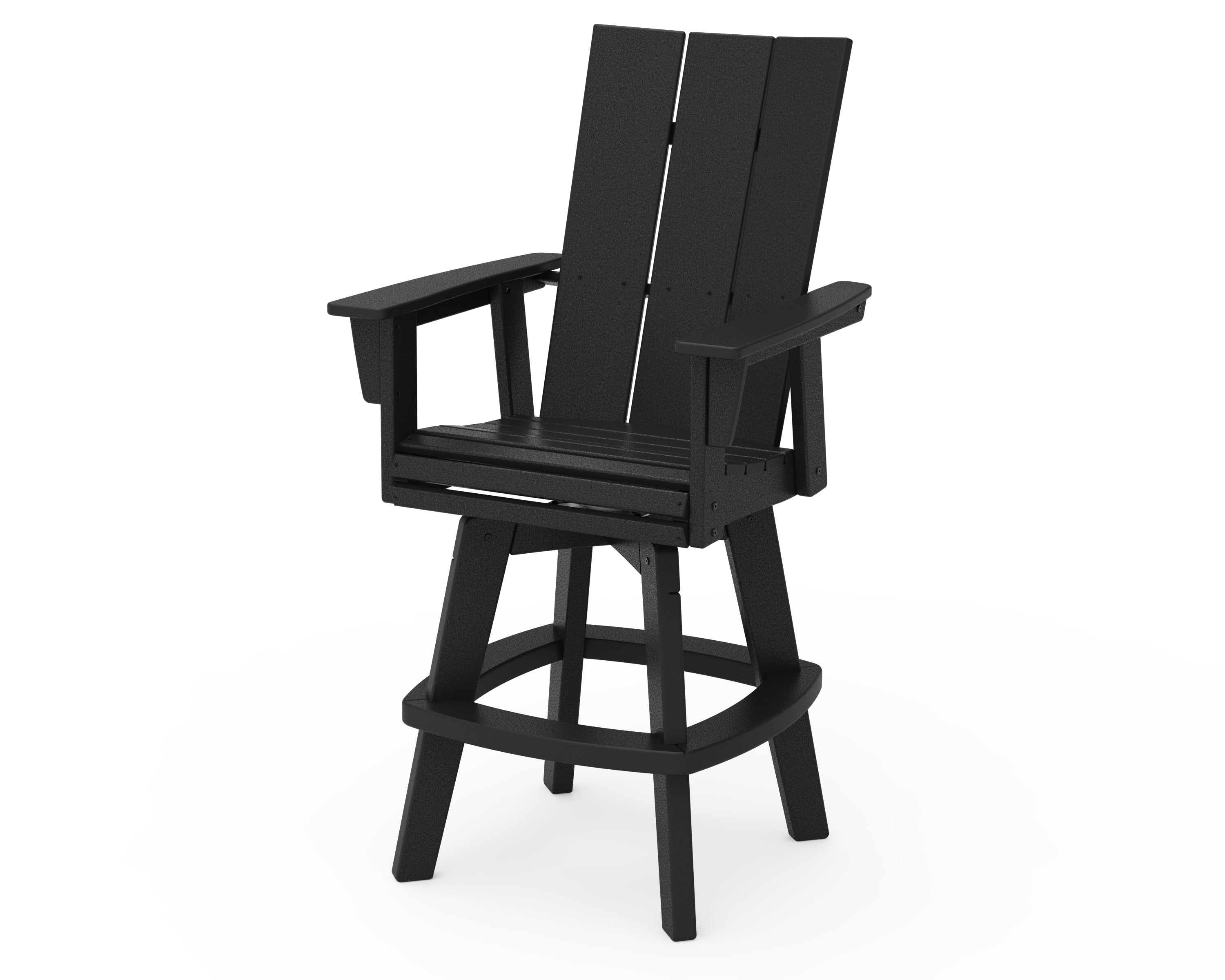 POLYWOOD® Modern Curveback Adirondack Swivel Bar Chair in Black
