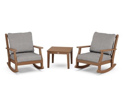 Country Living Wovendale 3-Piece Deep Seating Rocker Set in Teak / Grey Mist