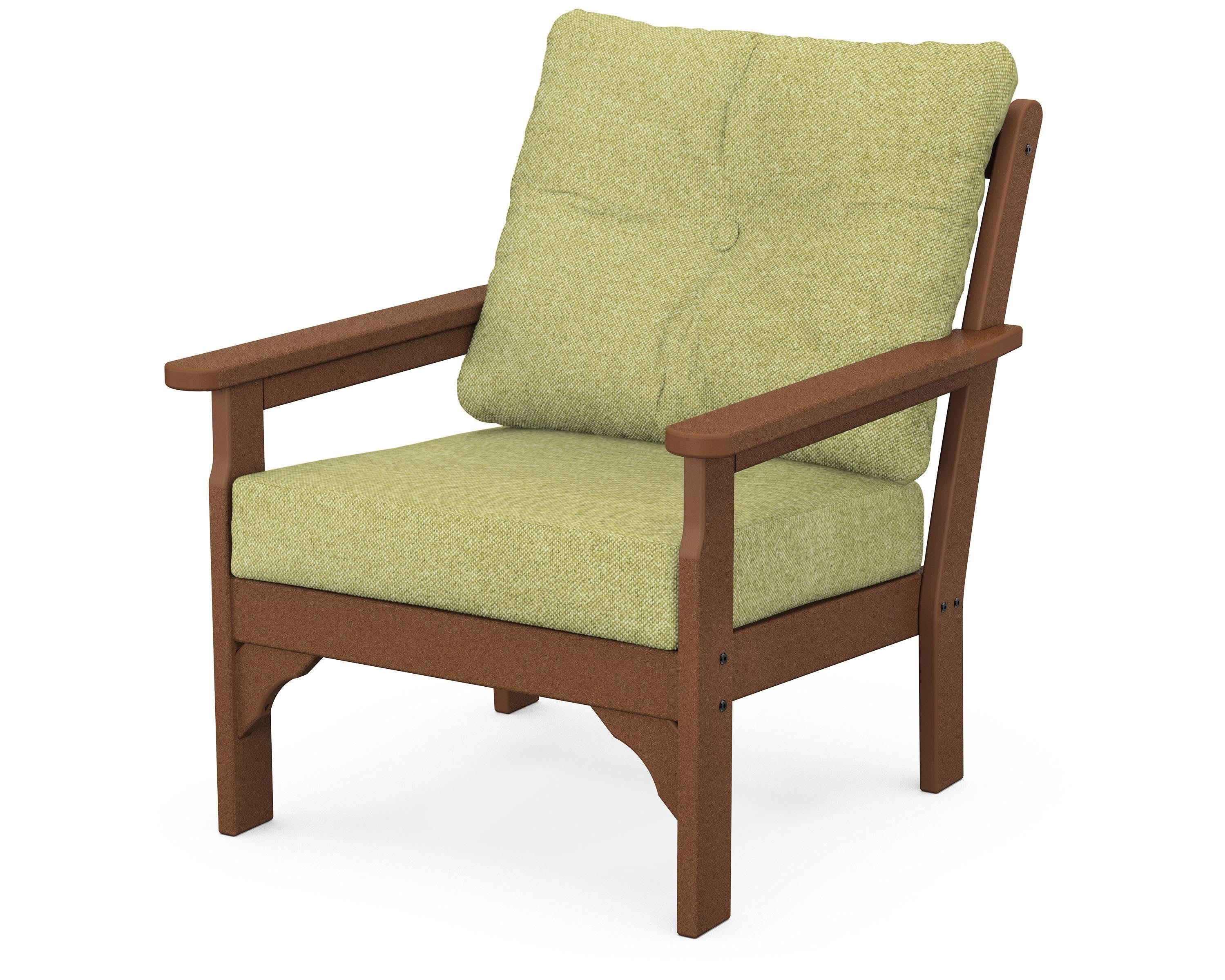 POLYWOOD® Vineyard Deep Seating Chair in Teak / Chartreuse Boucle