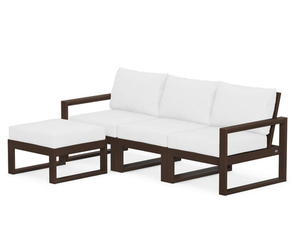 POLYWOOD® EDGE 4-Piece Modular Deep Seating Set with Ottoman in Mahogany / Natural