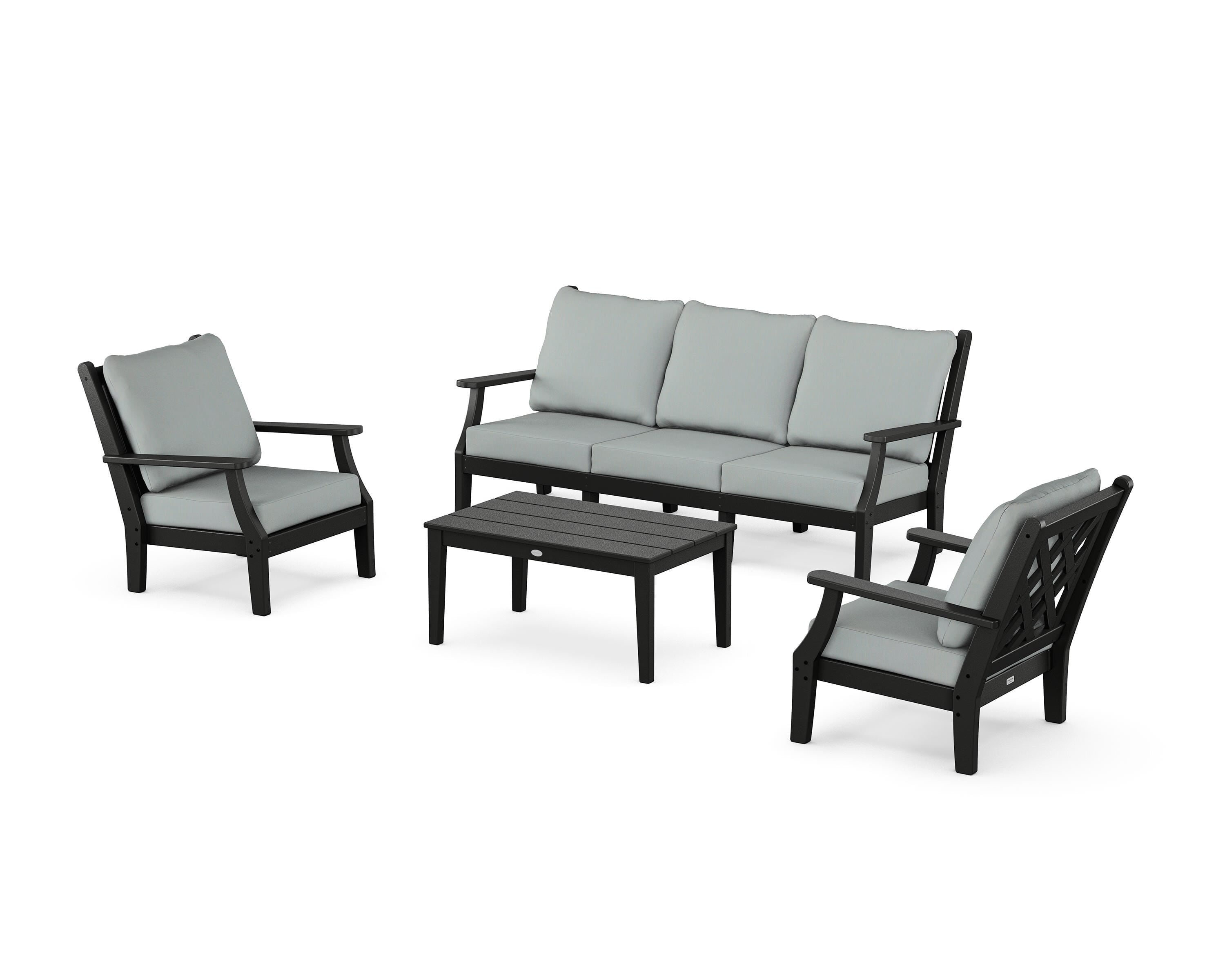 Country Living Wovendale 4-Piece Deep Seating Set with Sofa in Black / Spa