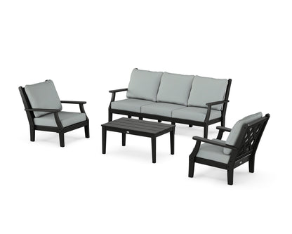 Country Living Wovendale 4-Piece Deep Seating Set with Sofa in Black / Spa
