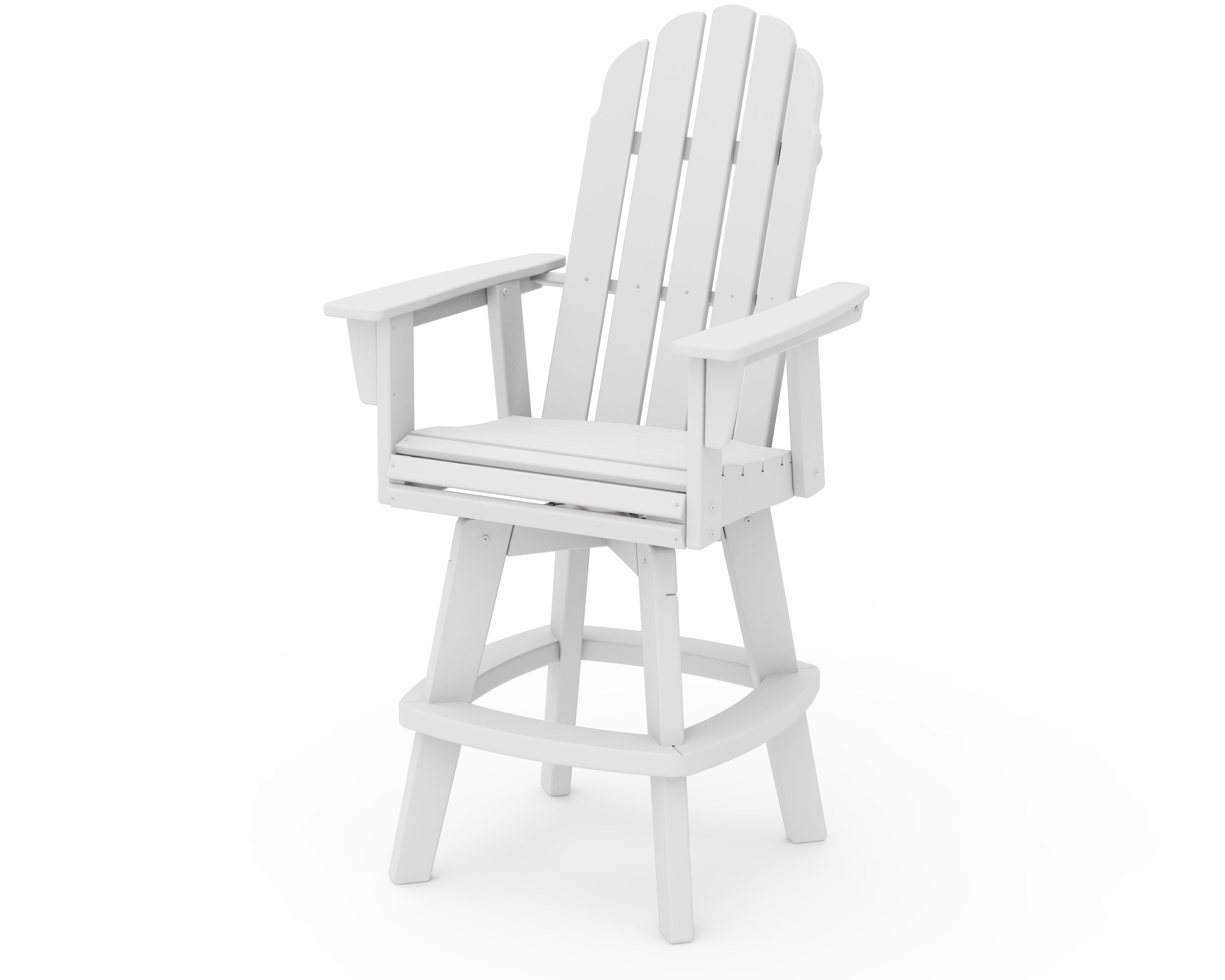 POLYWOOD® Vineyard Curveback Adirondack Swivel Bar Chair in White