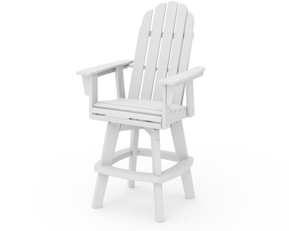 POLYWOOD® Vineyard Curveback Adirondack Swivel Bar Chair in White