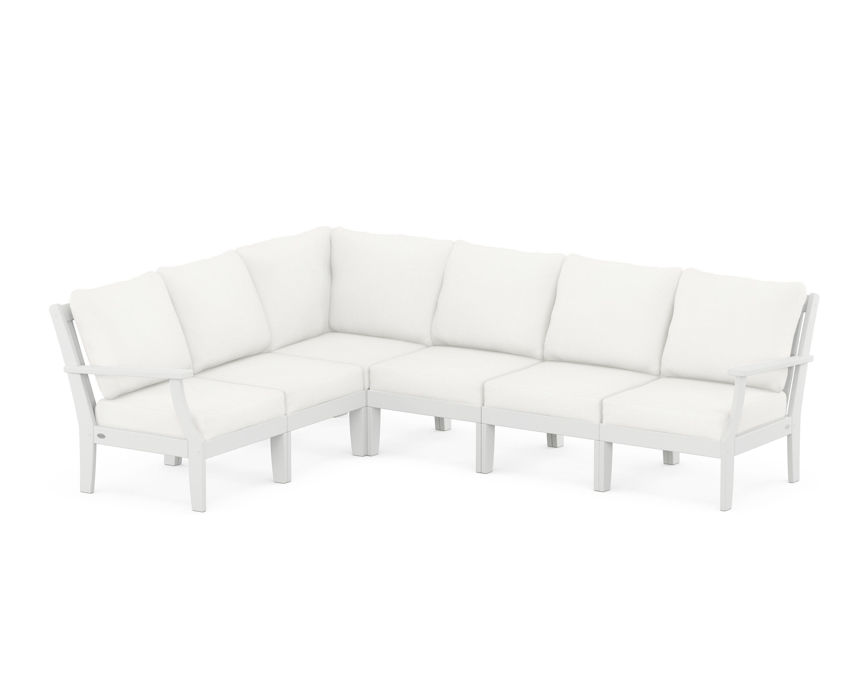 POLYWOOD® Braxton Modular 6-Piece Deep Seating Set in White / Natural Linen