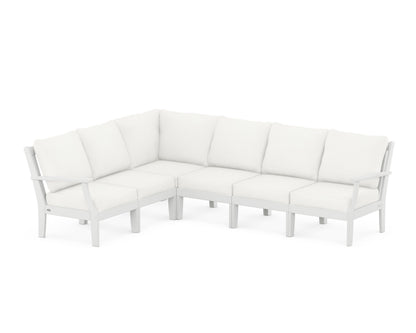POLYWOOD® Braxton Modular 6-Piece Deep Seating Set in White / Natural Linen
