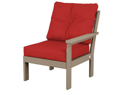 POLYWOOD® Vineyard Modular Right Arm Chair in Vintage Sahara / Crimson Linen