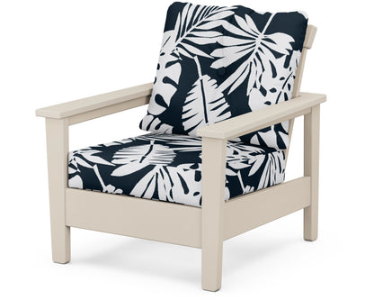 POLYWOOD® Prescott Deep Seating Chair in Sand / Leaf Marine Indigo