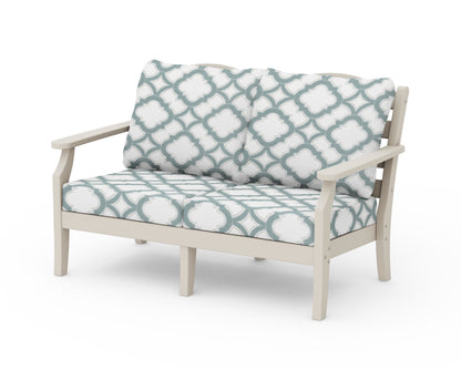 Draper James™ by  POLYWOOD® Savannah Deep Seating Loveseat in Sand / Trellis Glacier Spa