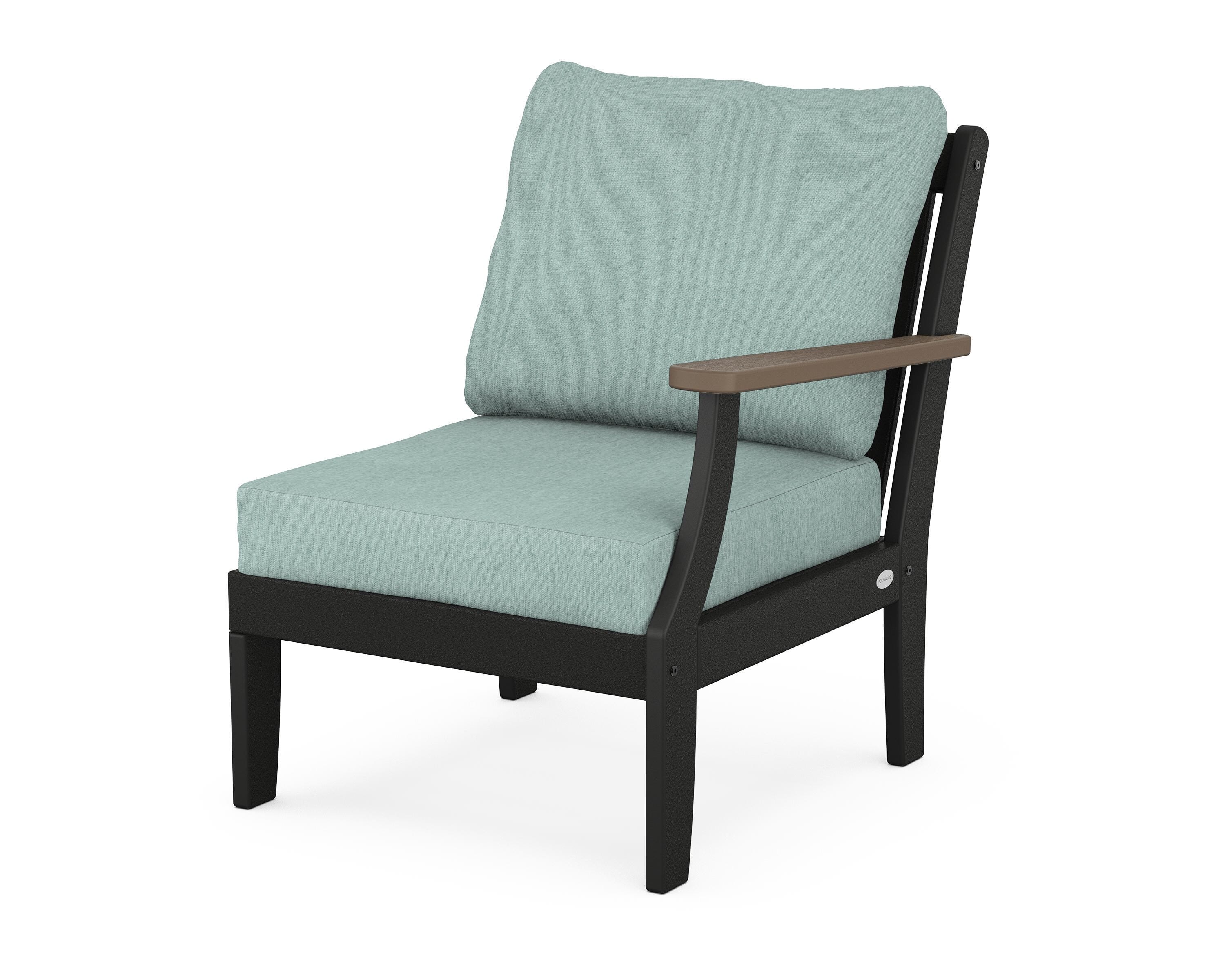 POLYWOOD® Braxton Modular Right Arm Chair in Black / Kona / Glacier Spa