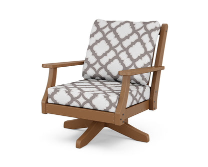 Country Living Wovendale Deep Seating Swivel Chair in Teak / Trellis Grey Mist