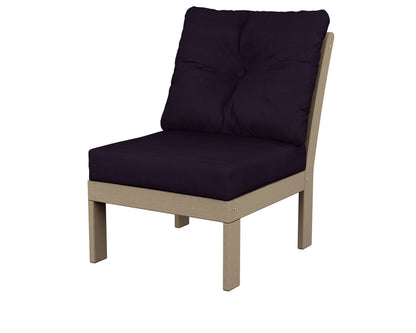 POLYWOOD® Vineyard Modular Armless Chair in Vintage Sahara / Navy Linen