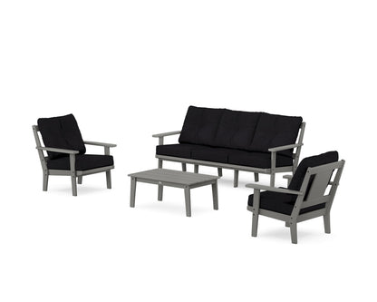 POLYWOOD® Prairie 4-Piece Deep Seating Set with Sofa in Slate Grey / Midnight Linen