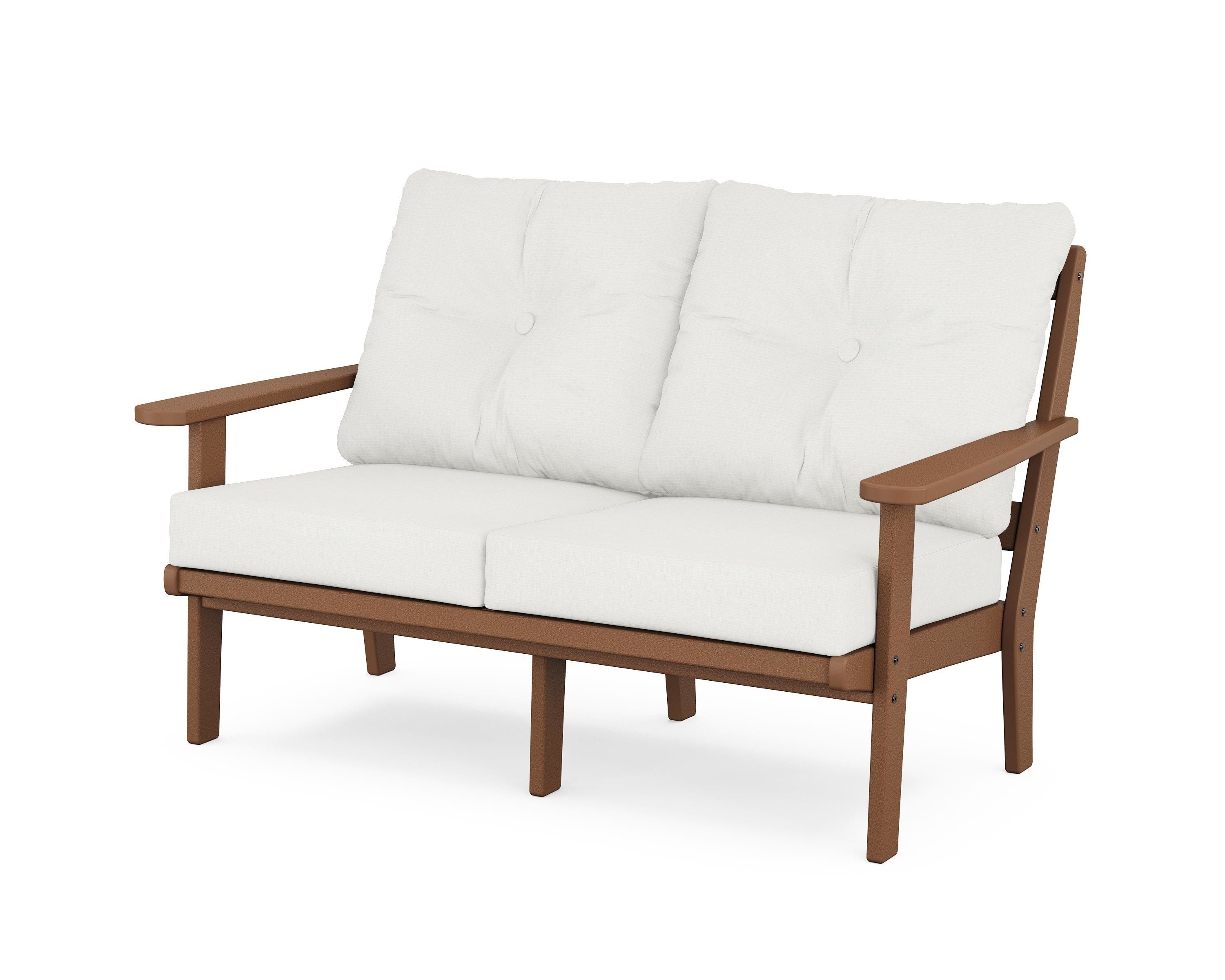 POLYWOOD® Mission Deep Seating Loveseat in Teak / Natural Linen