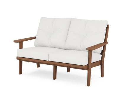 POLYWOOD® Mission Deep Seating Loveseat in Teak / Natural Linen