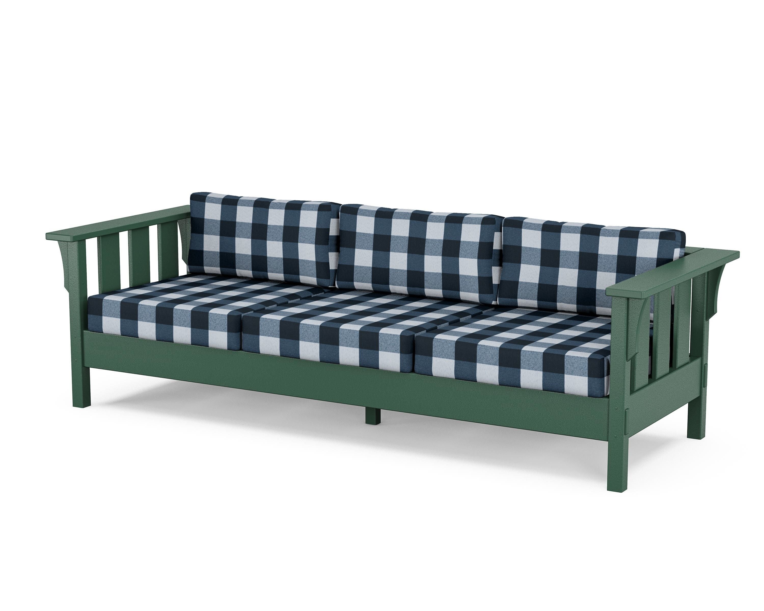 Martha Stewart by POLYWOOD® Acadia Deep Seating Sofa in Green / Buffalo Plaid Marine Indigo