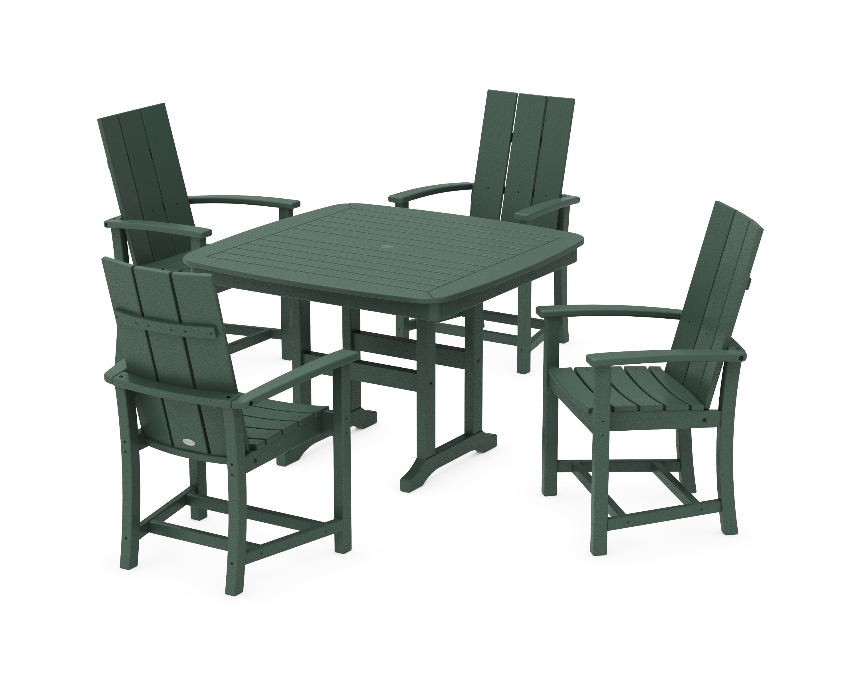 POLYWOOD® Modern Adirondack 5-Piece Dining Set with Trestle Legs in Green