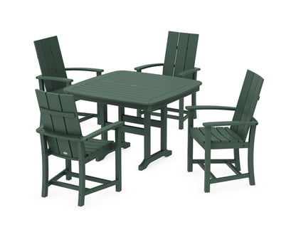 POLYWOOD® Modern Adirondack 5-Piece Dining Set with Trestle Legs in Green