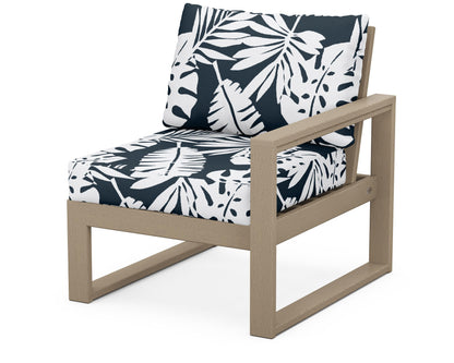 POLYWOOD® EDGE Modular Right Arm Chair in Vintage Sahara / Leaf Marine Indigo