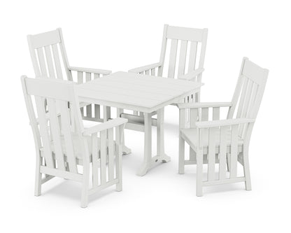 Martha Stewart by POLYWOOD® Acadia 5-Piece Farmhouse Dining Set with Trestle Legs in White