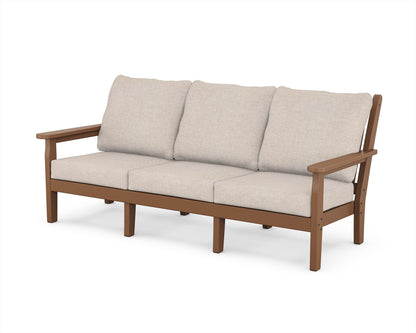 POLYWOOD® Chippendale Deep Seating Sofa in Teak / Blend Linen