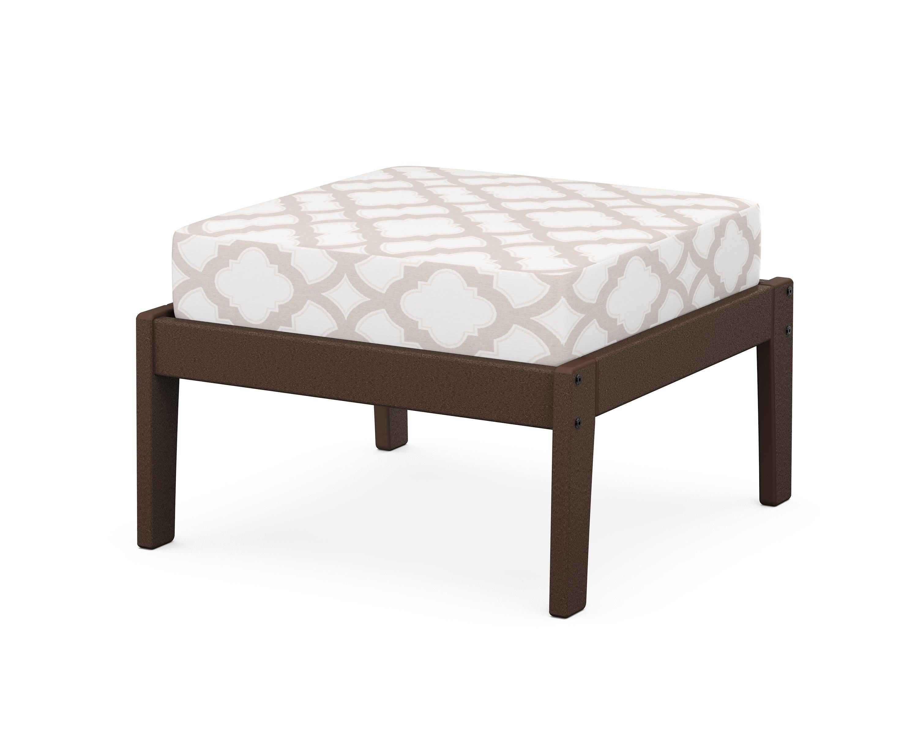 Unbranded Deep Seating Ottoman in Mahogany / Trellis Dune Burlap