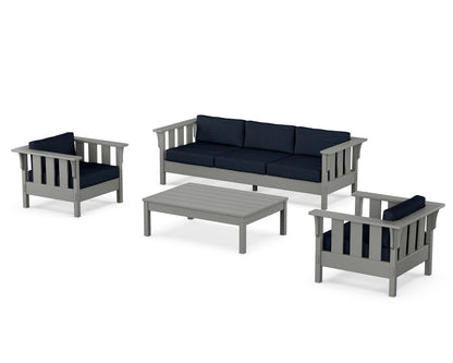 Martha Stewart by POLYWOOD® Acadia 4-Piece Deep Seating Set with Sofa in Slate Grey / Marine Indigo