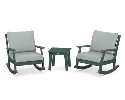 POLYWOOD® Braxton 3-Piece Deep Seating Rocker Set in Green / Spa