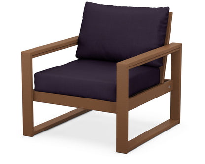 POLYWOOD® EDGE Club Chair in Teak / Navy Linen
