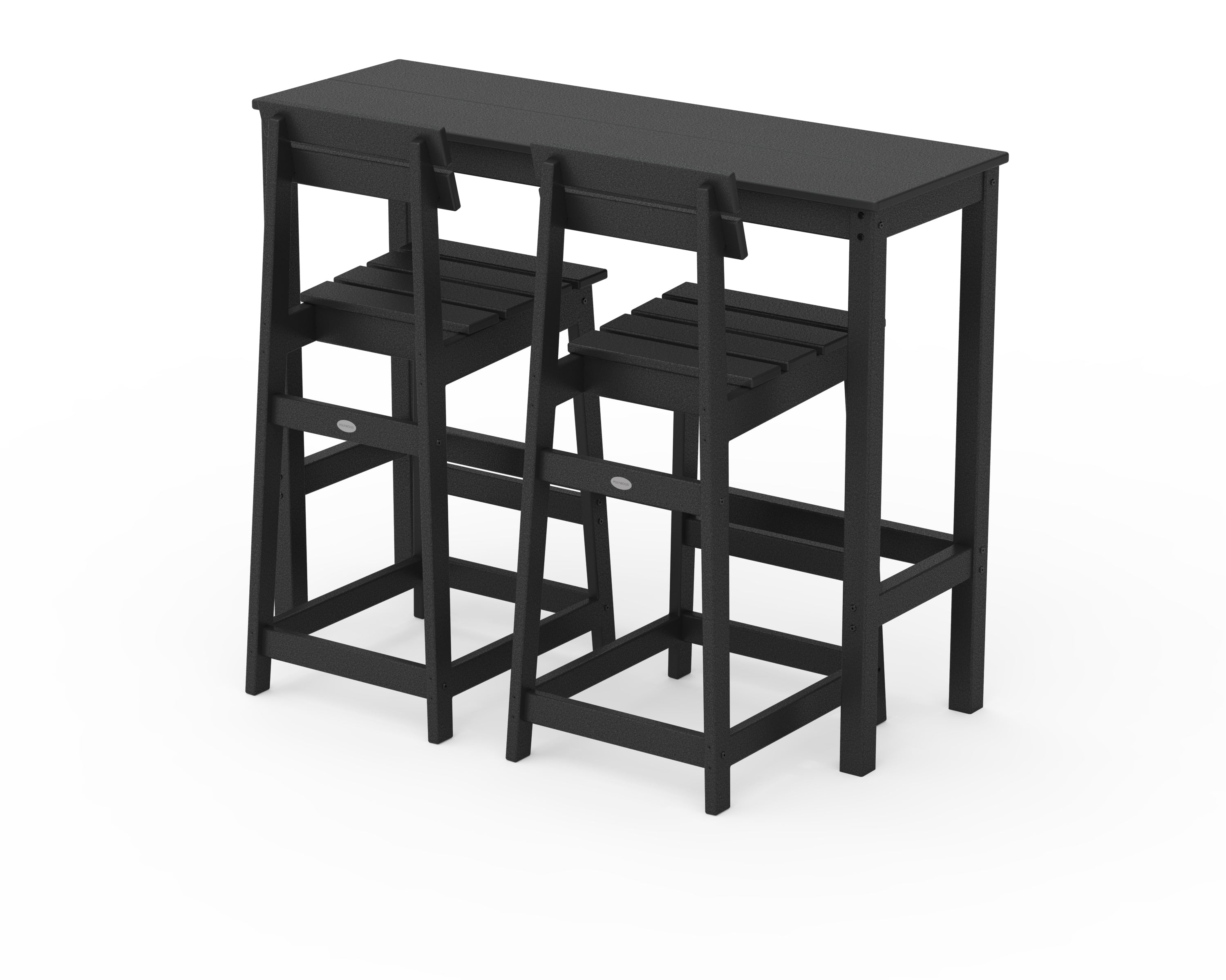 POLYWOOD® Modern Studio Plaza Bar Chair 3-Piece Balcony Set in Black