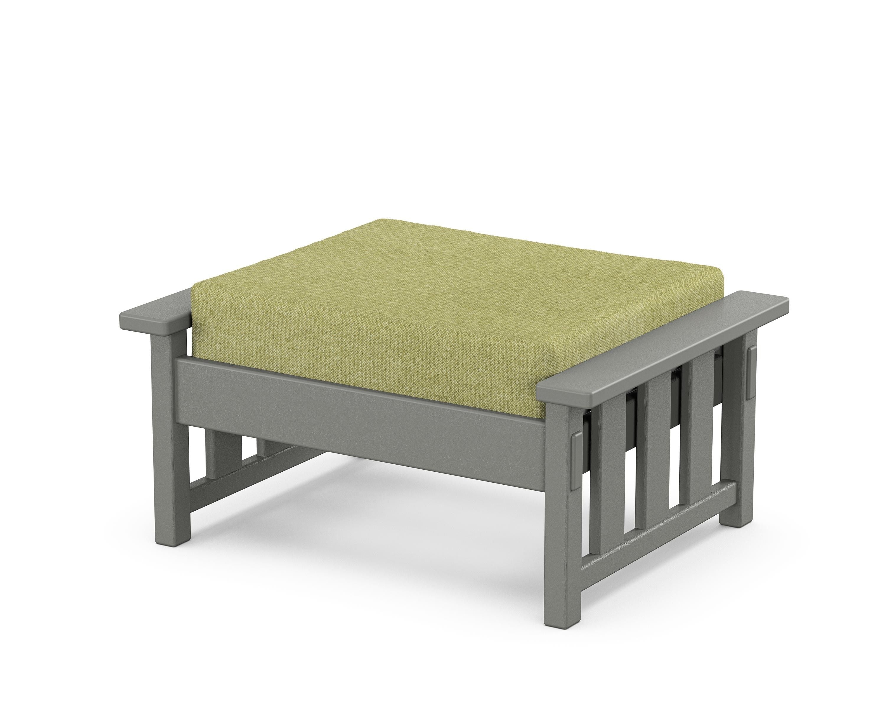 Martha Stewart by POLYWOOD® Acadia Deep Seating Ottoman in Slate Grey / Chartreuse Boucle