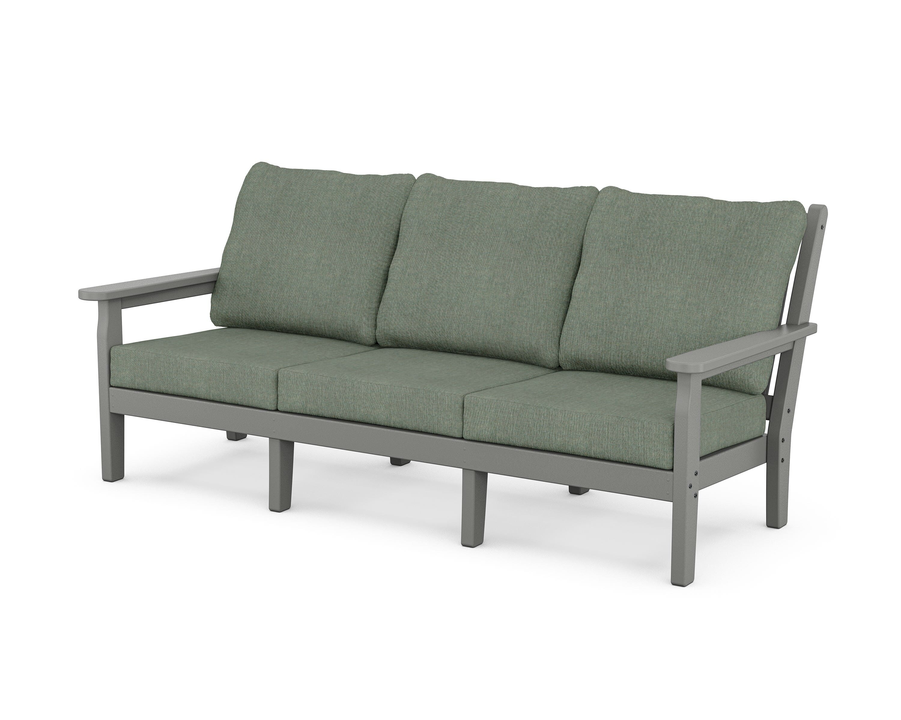 POLYWOOD® Chippendale Deep Seating Sofa in Slate Grey / Cast Sage