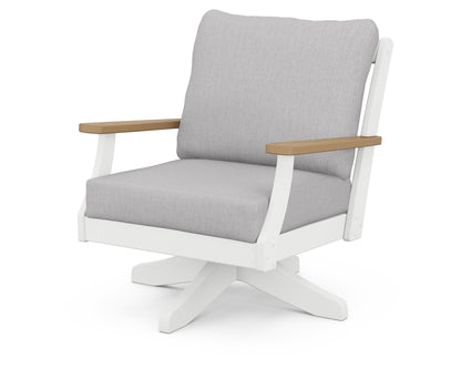 POLYWOOD® Braxton Deep Seating Swivel Chair in White / Natural / Granite