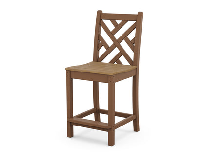 POLYWOOD® Chippendale Counter Side Chair in Teak / Natural