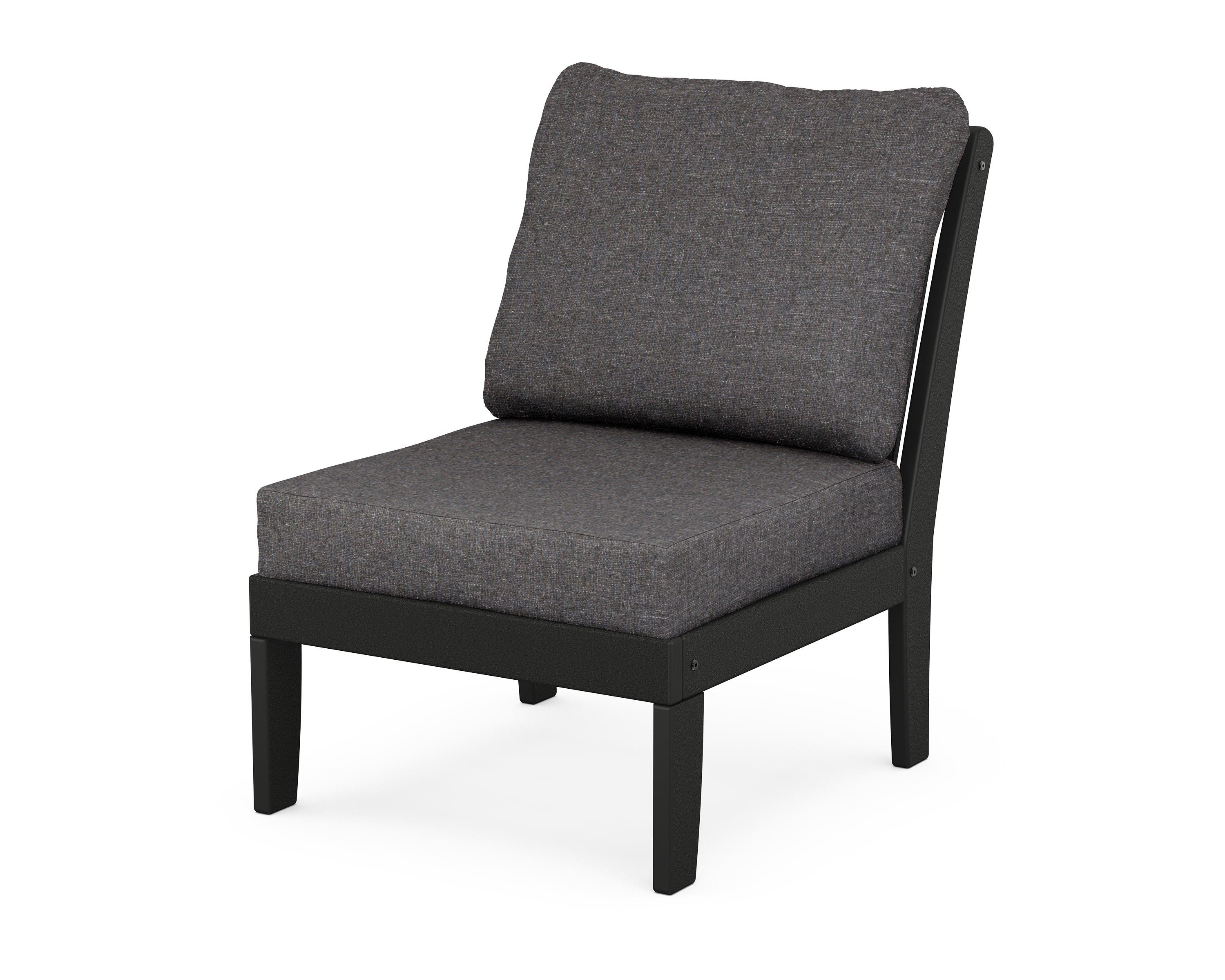 POLYWOOD® Braxton Modular Armless Chair in Black / Ash Charcoal