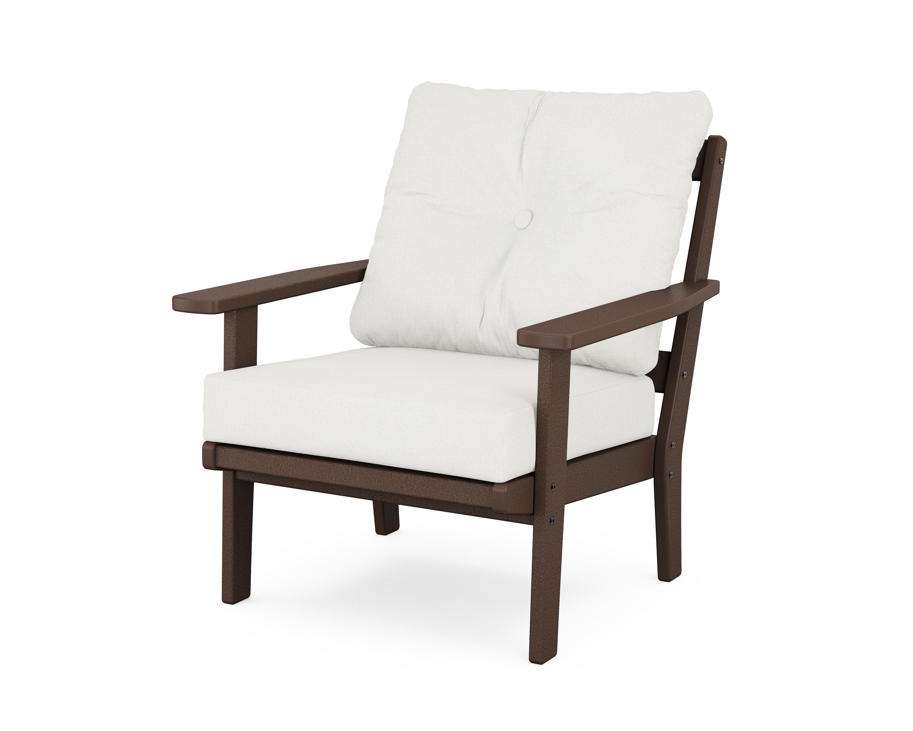 POLYWOOD® Oxford Deep Seating Chair in Mahogany / Natural Linen