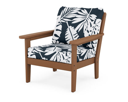 Country Living Cottage Deep Seating Chair in Teak / Leaf Marine Indigo